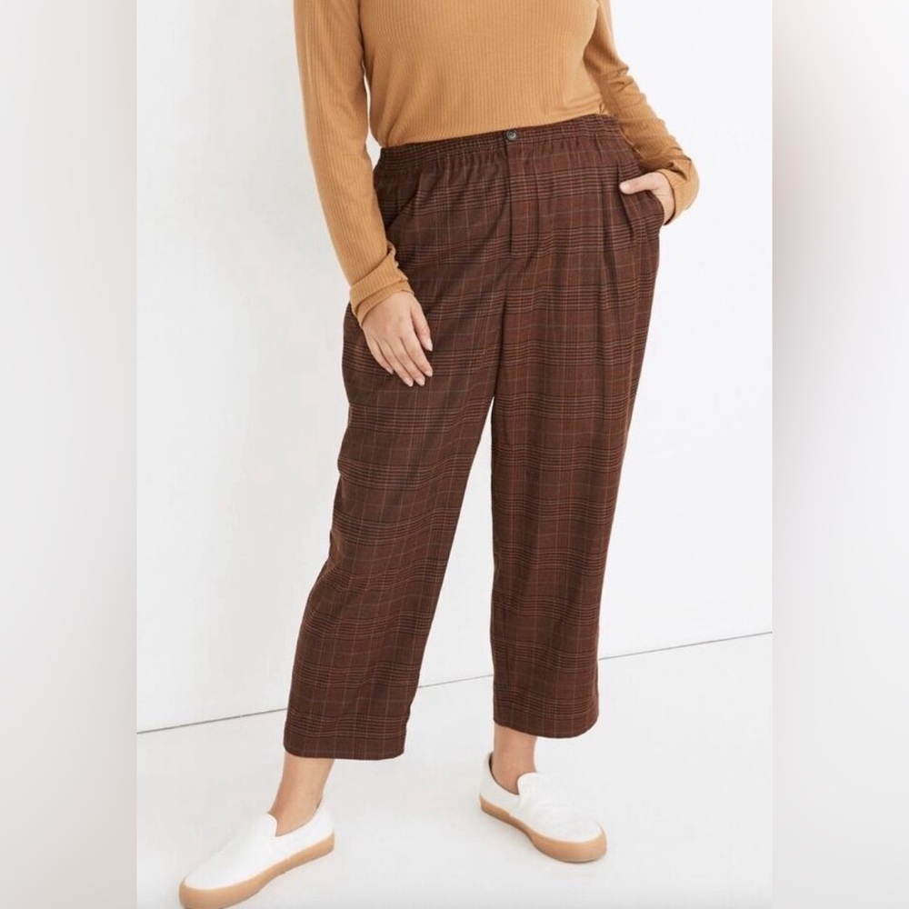 Madewell Women’s Small Brown Plaid Flannel Track Trouser Pants